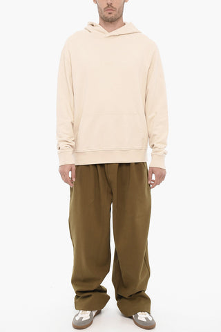 Felpa Hoodie in Cotone Garzato con Tasca a Toppa