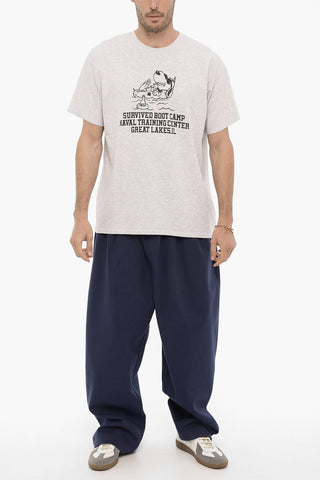 T-shirt Girocollo in Cotone con Stampa Frontale