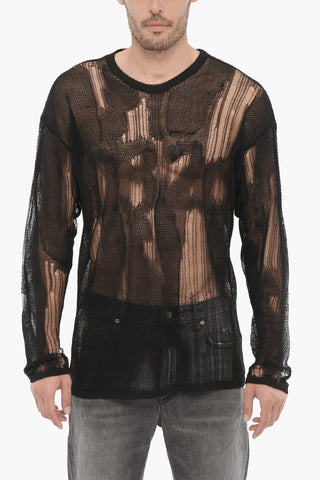 Maglia Girocollo Trasparente Effetto Destroyed