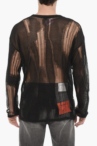 Maglia Girocollo Trasparente Effetto Destroyed