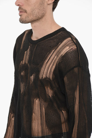 Maglia Girocollo Trasparente Effetto Destroyed