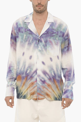 Tie-Dye Effect WATER Shirt with Breast Pocket