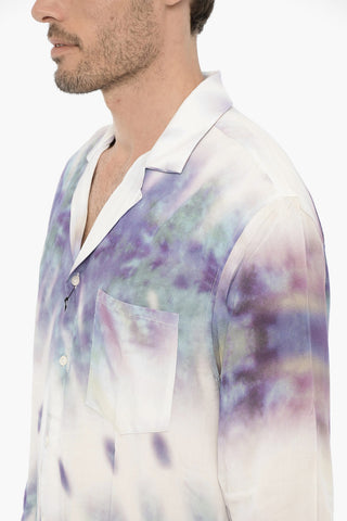 Tie-Dye Effect WATER Shirt with Breast Pocket