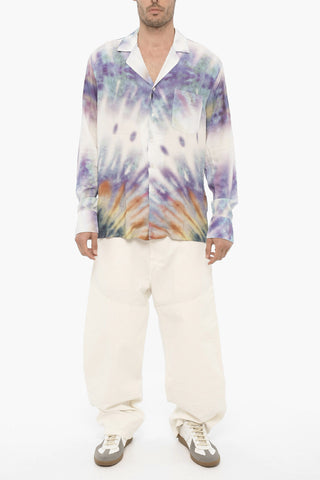 Tie-Dye Effect WATER Shirt with Breast Pocket