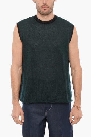 Sleeveless Two-Tone Silk Blend Sweater