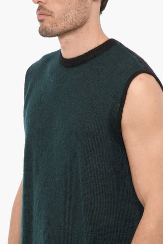 Sleeveless Two-Tone Silk Blend Sweater