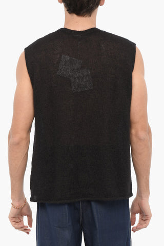 Sleeveless Two-Tone Silk Blend Sweater