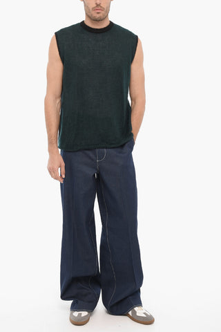 Sleeveless Two-Tone Silk Blend Sweater