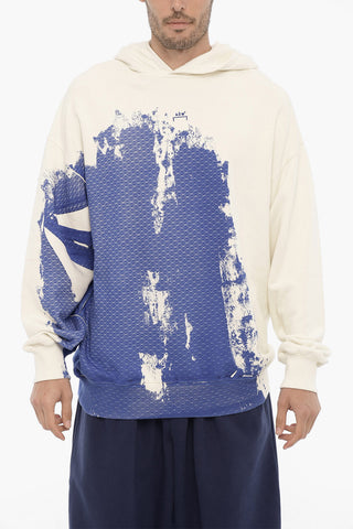 Acid Wash Effect Printed Hoodie
