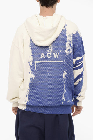 Acid Wash Effect Printed Hoodie