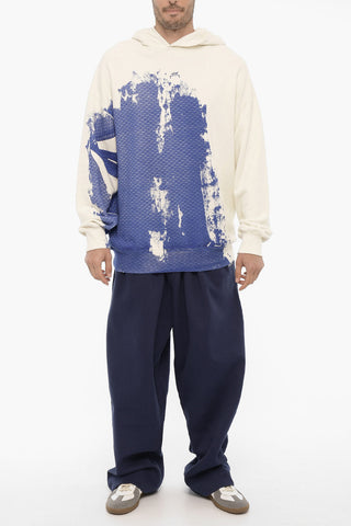 Acid Wash Effect Printed Hoodie