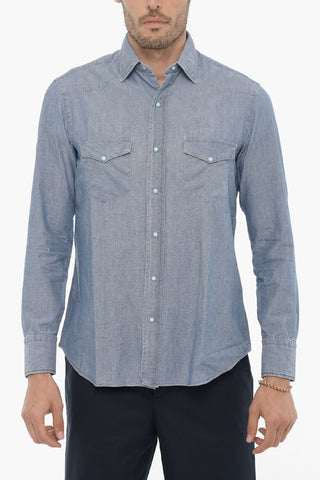Ornamental-Buttons Lightweight Denim TEXANA Shirt