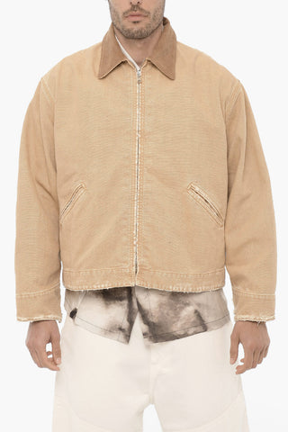 Vintage Effect Lightweight Jacket with Velvet Collar