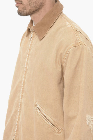 Vintage Effect Lightweight Jacket with Velvet Collar