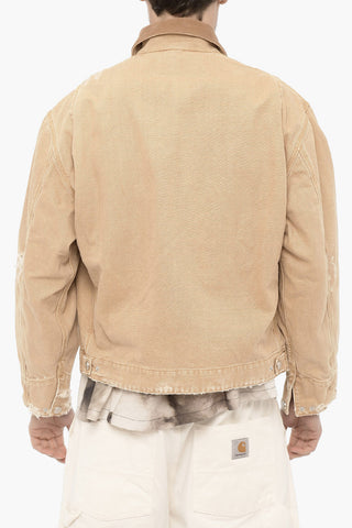 Vintage Effect Lightweight Jacket with Velvet Collar