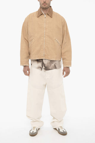 Vintage Effect Lightweight Jacket with Velvet Collar
