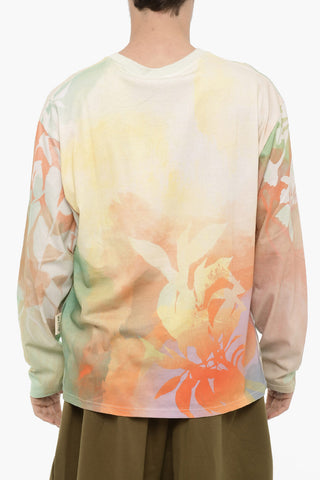 Tie-Dye Effect Long Sleeve RHINO Crew-neck T-Shirt