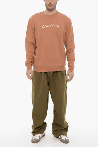 Fleeced-Cotton TIDE Crew-Neck Sweatshirt with Embossed Detail