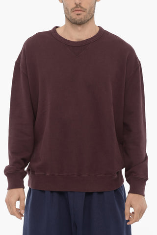 Solid Color Brushed Cotton Crew-neck Sweatshirt