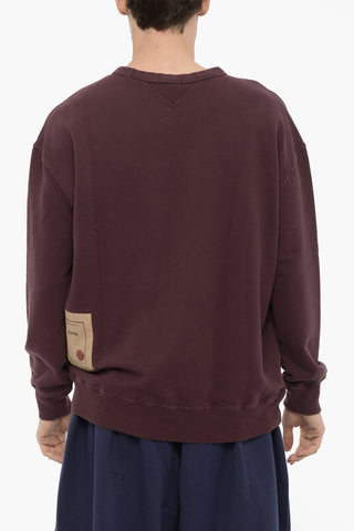 Solid Color Brushed Cotton Crew-neck Sweatshirt