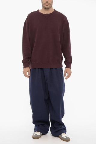 Solid Color Brushed Cotton Crew-neck Sweatshirt