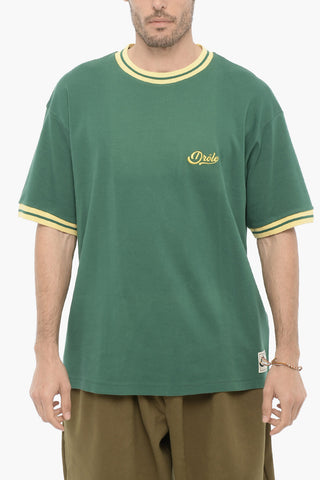 cotton crew-Neck T-shirt with Contrast Edge