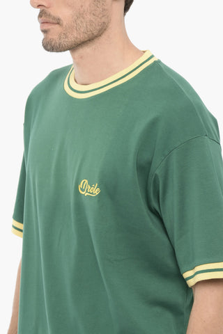 cotton crew-Neck T-shirt with Contrast Edge