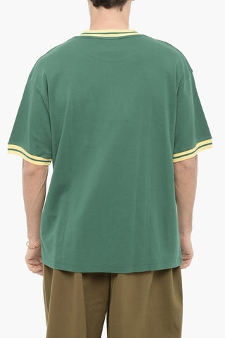 cotton crew-Neck T-shirt with Contrast Edge