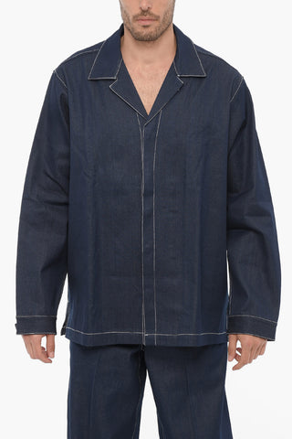 Overshirt In Denim con Abbottonatura nascosta