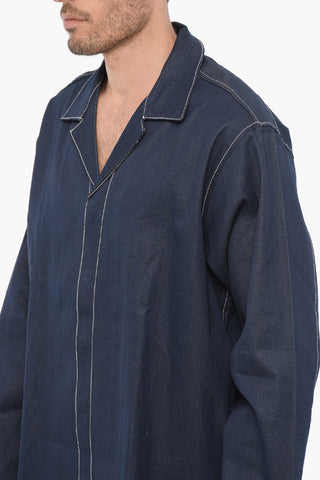 Overshirt In Denim con Abbottonatura nascosta