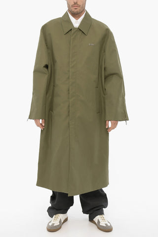 Hidden Closure Coated Cotton Maxi Trench