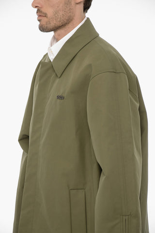 Hidden Closure Coated Cotton Maxi Trench