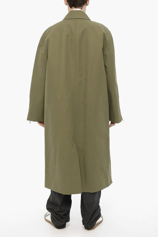 Hidden Closure Coated Cotton Maxi Trench
