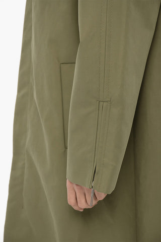 Hidden Closure Coated Cotton Maxi Trench