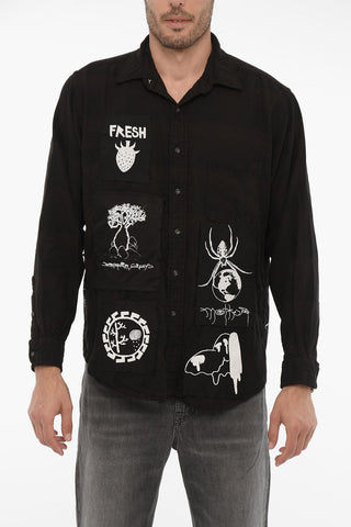 Vintage Effect Shirt with Contrast Prints