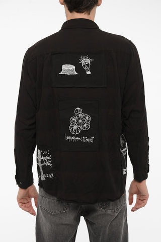 Vintage Effect Shirt with Contrast Prints