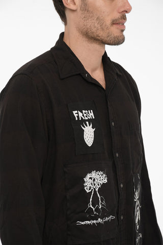 Vintage Effect Shirt with Contrast Prints