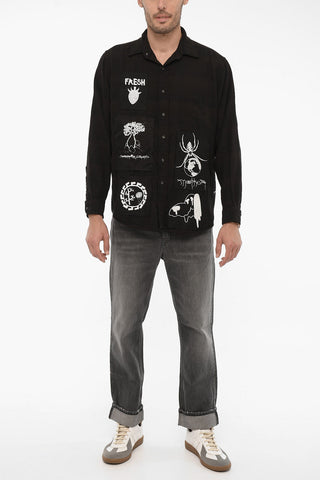 Vintage Effect Shirt with Contrast Prints