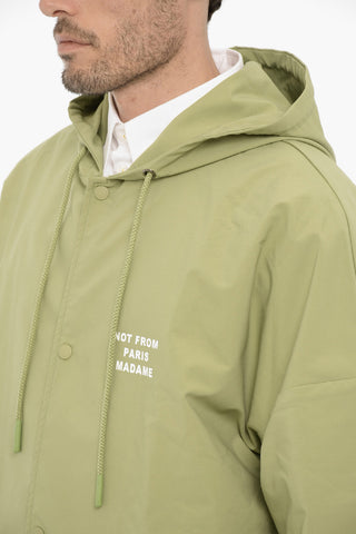 Hodded Single-breasted Jacket with Patch Pockets 