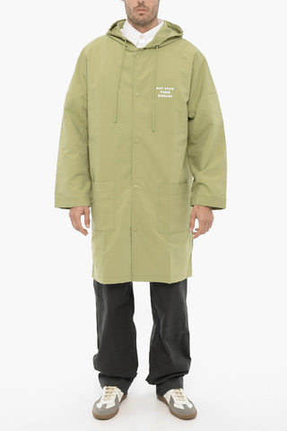 Hodded Single-breasted Jacket with Patch Pockets 