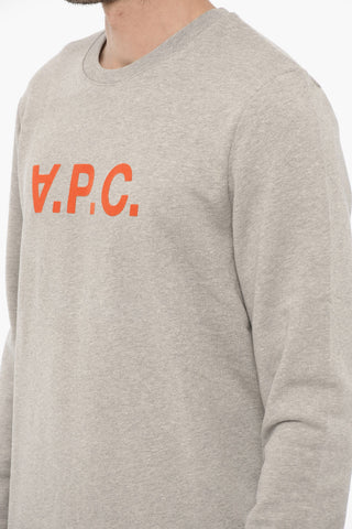 Brushed Cotton Crew-neck Sweatshirt with Contrasting Logo
