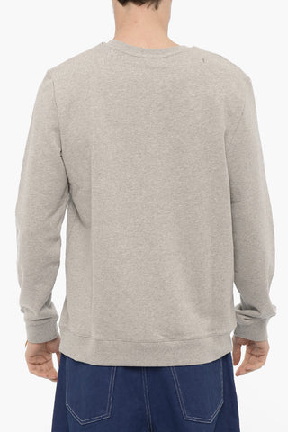 Brushed Cotton Crew-neck Sweatshirt with Contrasting Logo