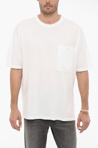 T-Shirt Girocollo in Tinta Unita con Taschino