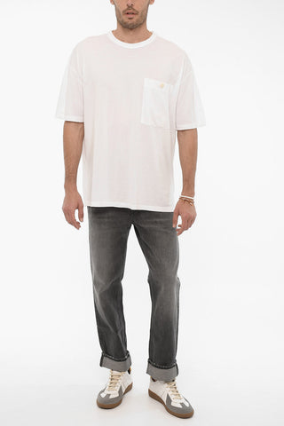 T-Shirt Girocollo in Tinta Unita con Taschino