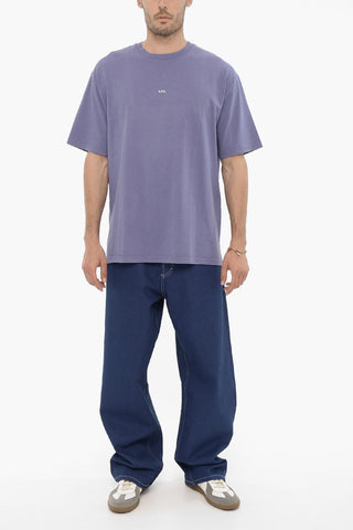 Solid Color KYLE Crew-neck T-Shirt with Printed Logo