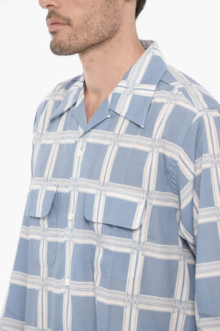 Checked Shirt with Double Breast Pocket and Butterflies Print