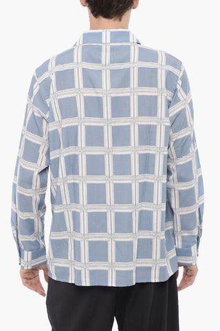 Checked Shirt with Double Breast Pocket and Butterflies Print