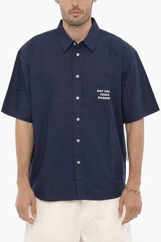 Camicia LA CHEMLSE SLOGAN in Popeline di Cotone con Taschino