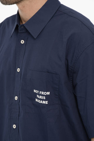 Camicia LA CHEMLSE SLOGAN in Popeline di Cotone con Taschino