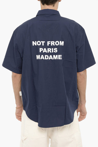 Camicia LA CHEMLSE SLOGAN in Popeline di Cotone con Taschino
